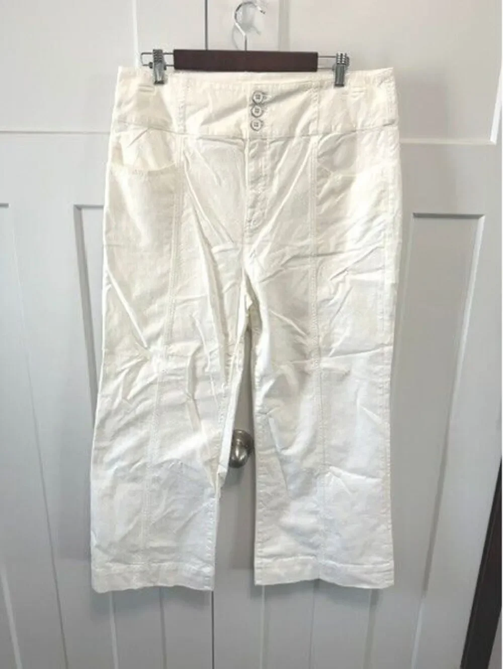 NWOT Kate Spade white cropped wide leg pants in size 32